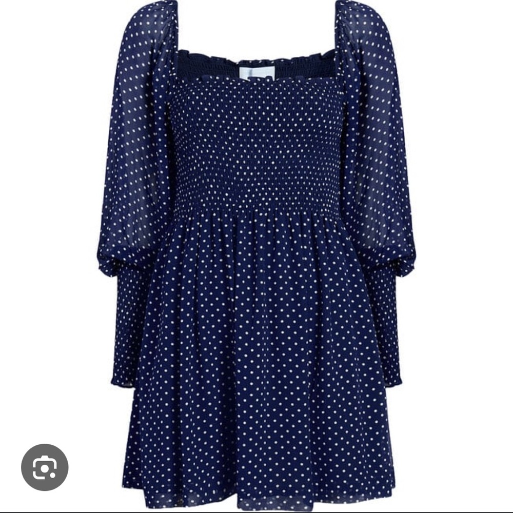 Hill House Blue and White Smocked Mini Dress